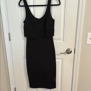 Bebe Black Bodycon Midi Dress Scoop Neck Sleeveless Like New!